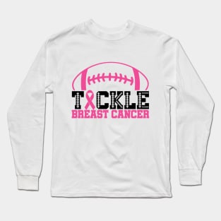 Tackle Breast Cancer Football Sport Awareness Support Pink Ribbon Long Sleeve T-Shirt